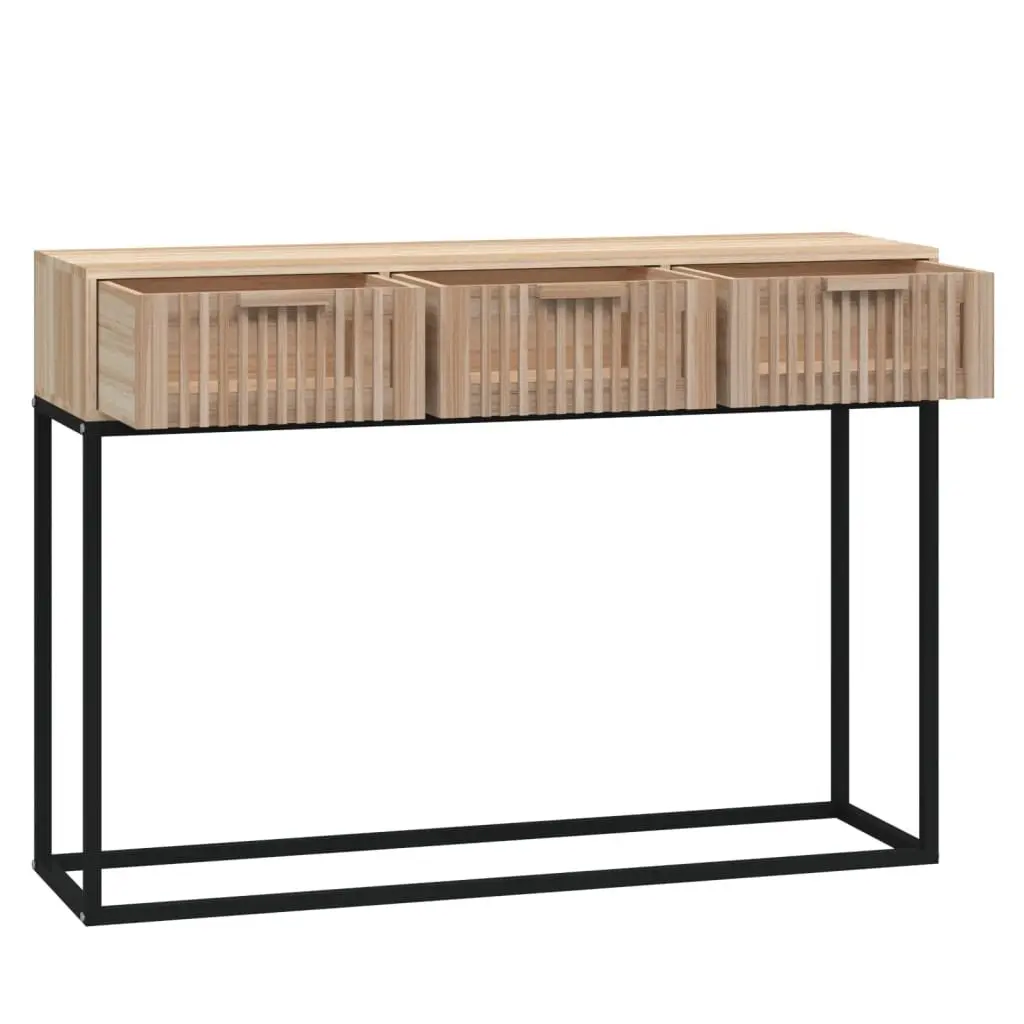 Brown Console Table with 3 Drawers 105x30x75cm