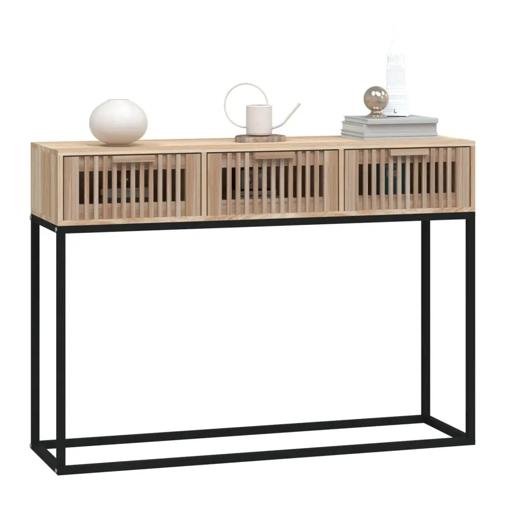 Brown Console Table with 3 Drawers 105x30x75cm