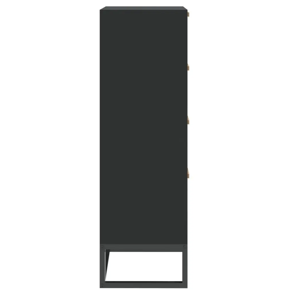 Highboard Storage Cabinet Black Engineered Wood Tall Display Unit