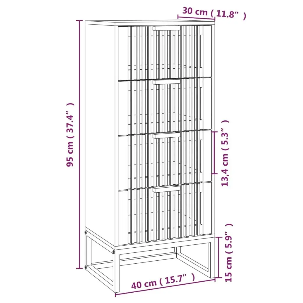 Highboard Storage Cabinet Black Engineered Wood Tall Display Unit