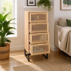 Charming Highboard Brown Engineered Wood Storage Cabinet