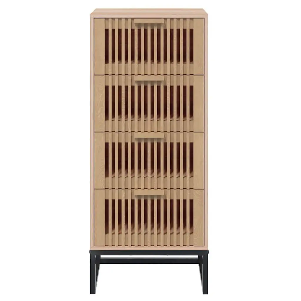 Highboard Brown Engineered Wood Storage Cabinet Tall Sideboa with Drawers