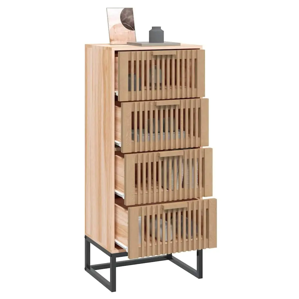 Highboard Brown Engineered Wood Storage Cabinet Tall Sideboa with Drawers