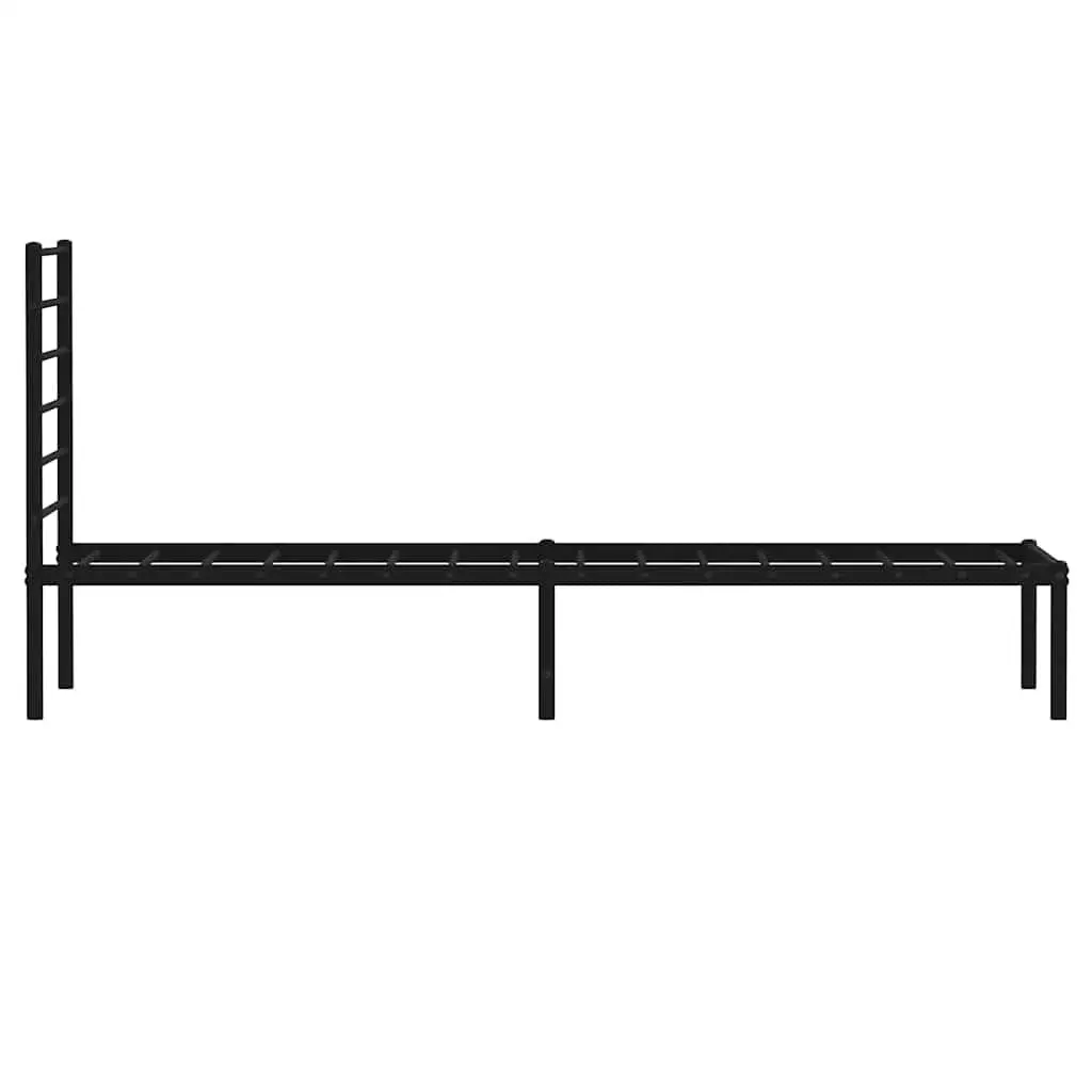 Metal Bed Frame King Single 107x203cm Black Headboard Steel Slatted Base Storage