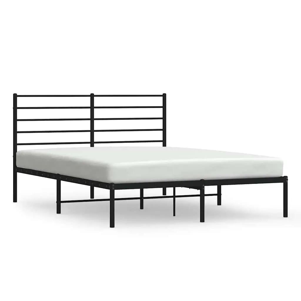 Black Metal Bed Frame 150x200 cm for Lasting Use