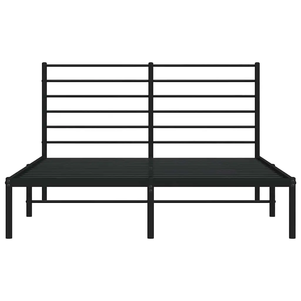 Black Metal Bed Frame 150x200 cm for Lasting Use