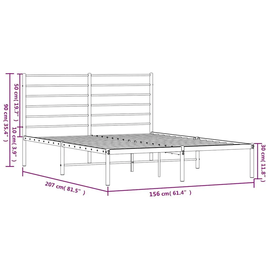 Black Metal Bed Frame 150x200 cm for Lasting Use