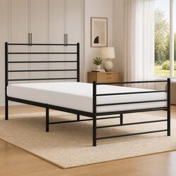 Elegant Metal Bed Frame King Single 107x203 cm Black