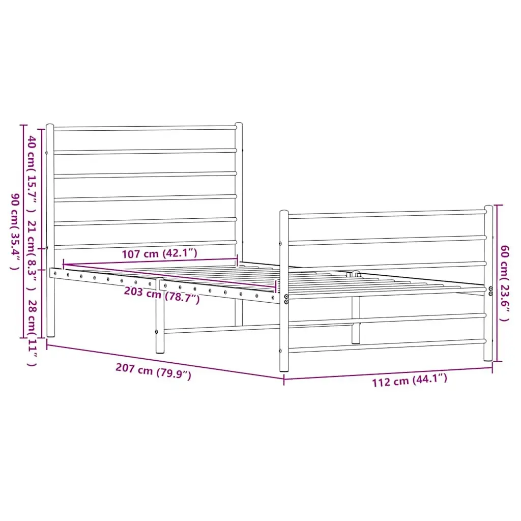 Metal Bed Frame King Single 107x203 cm Black