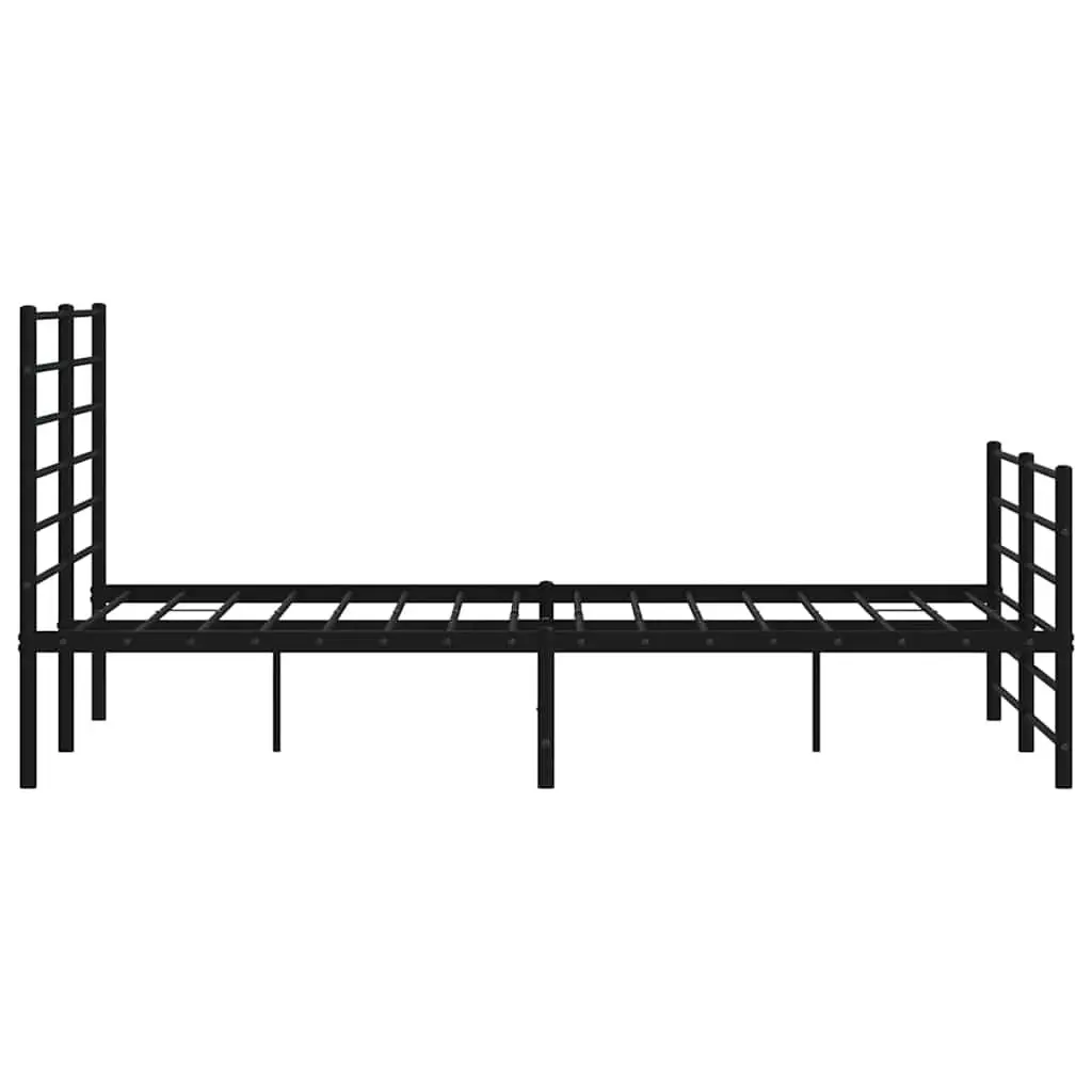 Metal Bed Frame Black 135x190 cm Powder-coated Steel with Footboard and Headboard