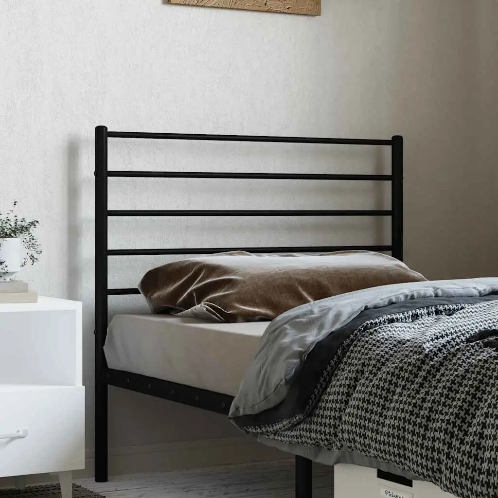Metal Headboard Black 90cm Powder-coated Steel Frame