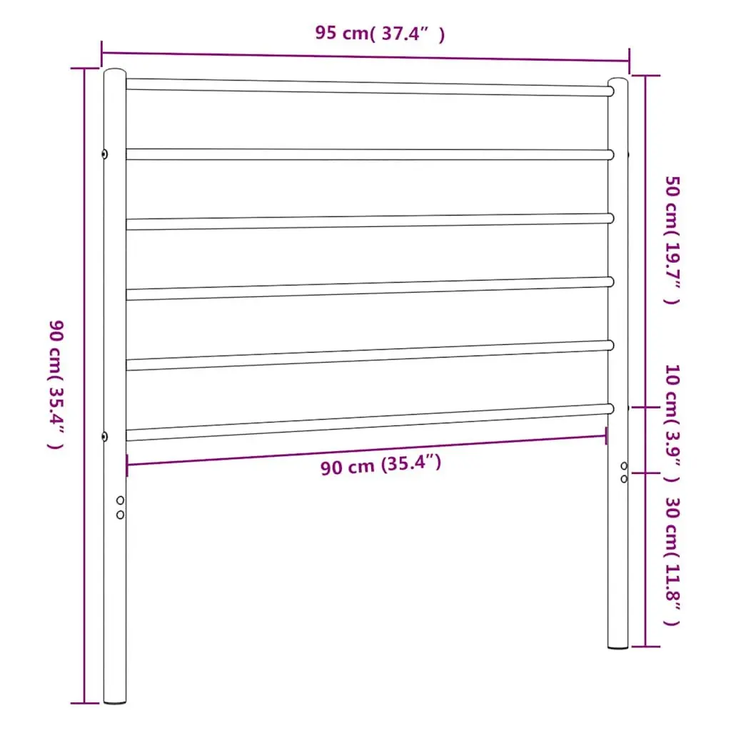 Metal Headboard Black 90cm Powder-coated Steel Frame