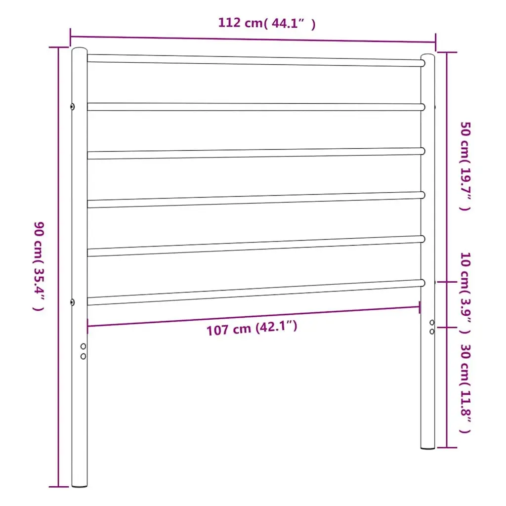 Metal Headboard Black 107cm Powder-Coated Steel