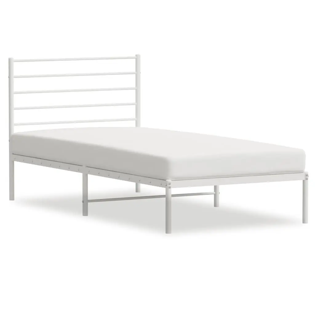Metal Bed Frame King Single 107x203cm White Powder-coated Steel