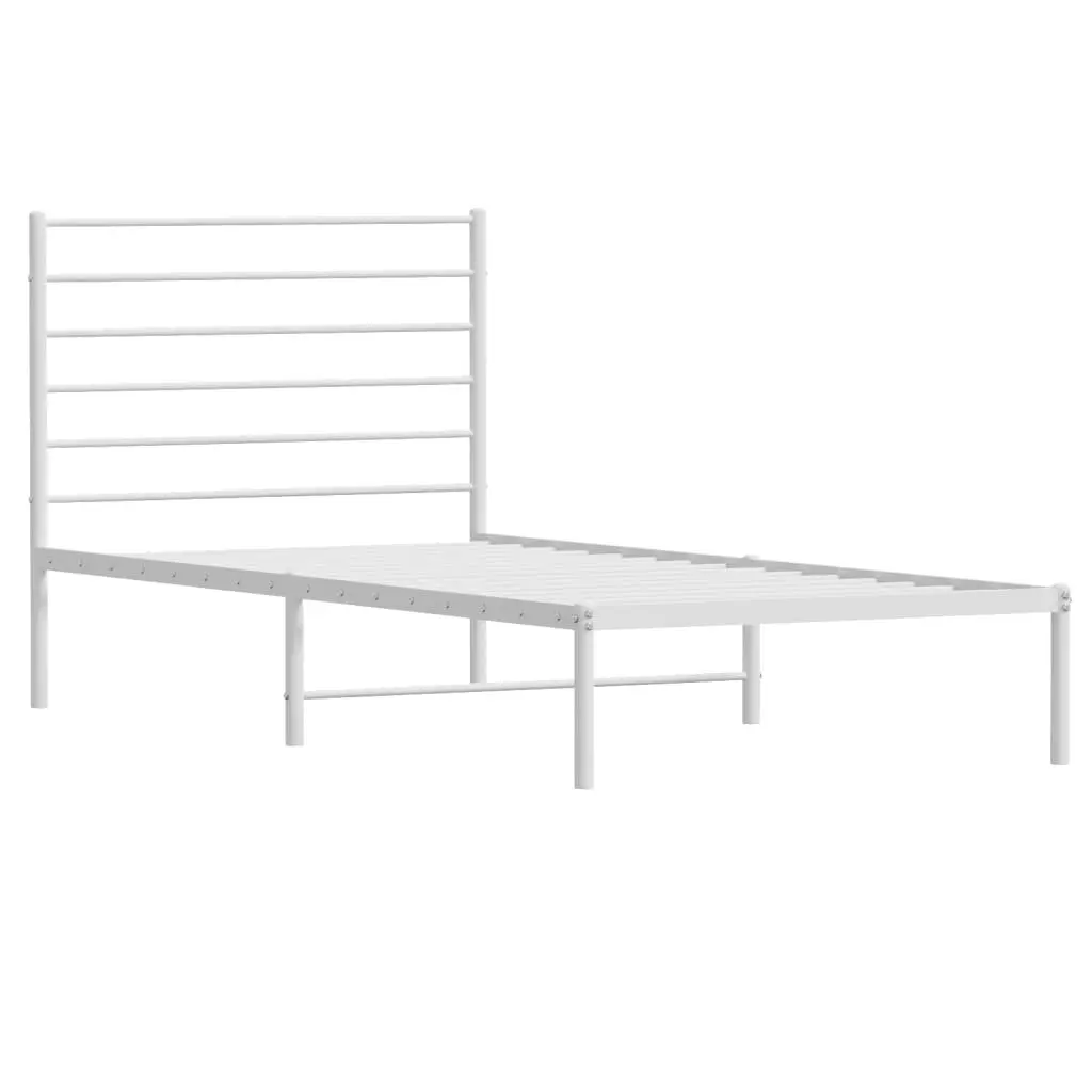 Metal Bed Frame King Single 107x203cm White Powder-coated Steel