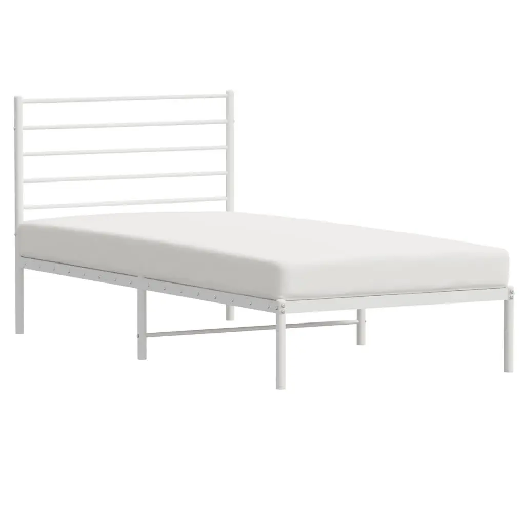 Metal Bed Frame King Single 107x203cm White Powder-coated Steel
