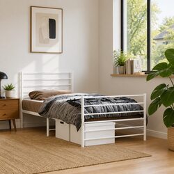 King Single Metal Bed Frame 107x203 cm White