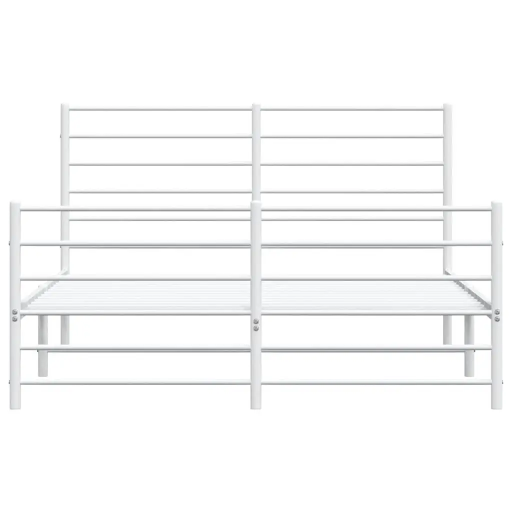 White Steel Metal Bed Frame 150x200 cm with Footboard