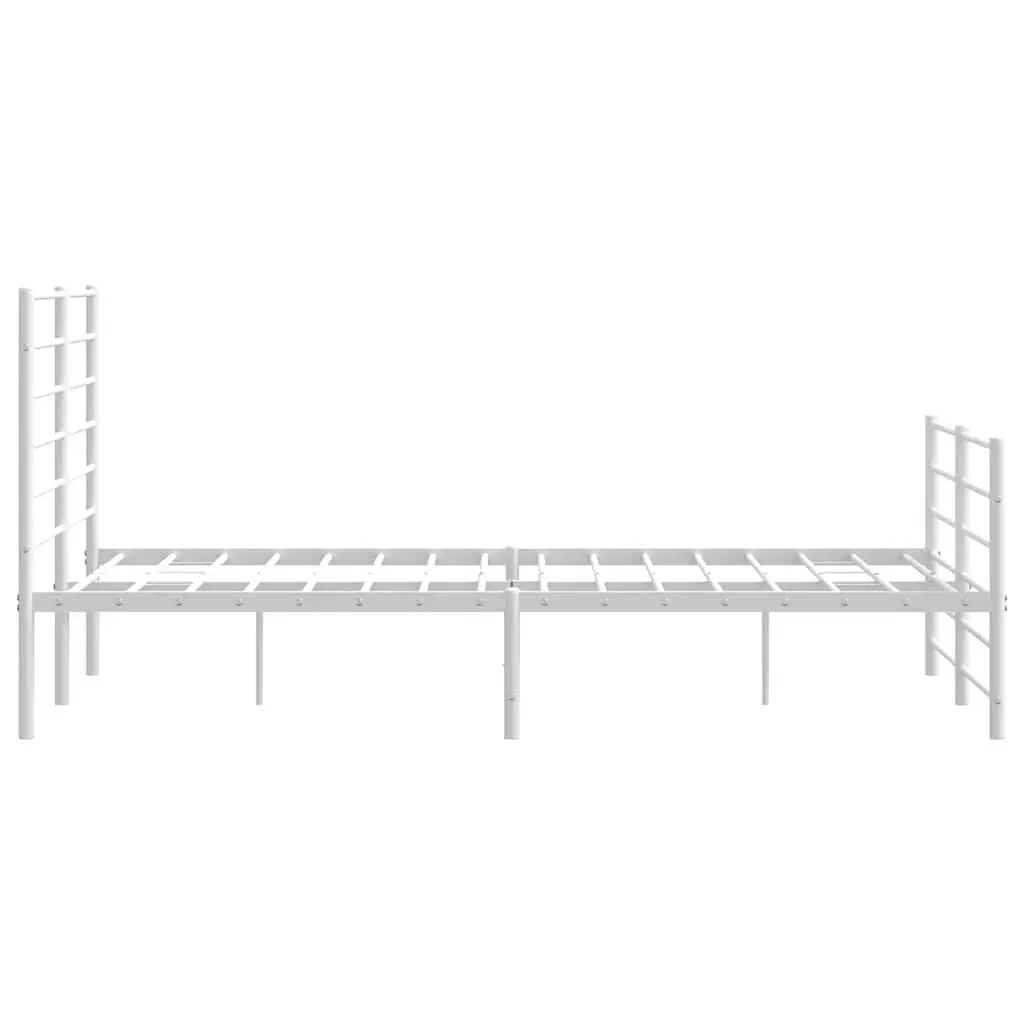 White Steel Metal Bed Frame 150x200 cm with Footboard