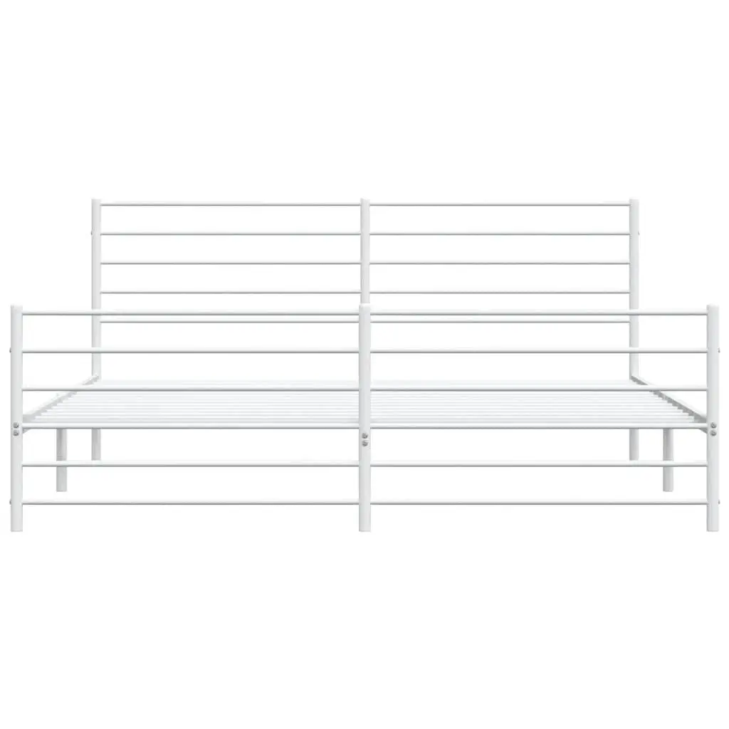 White King Size Metal Bed Frame with Footboard and Headboard