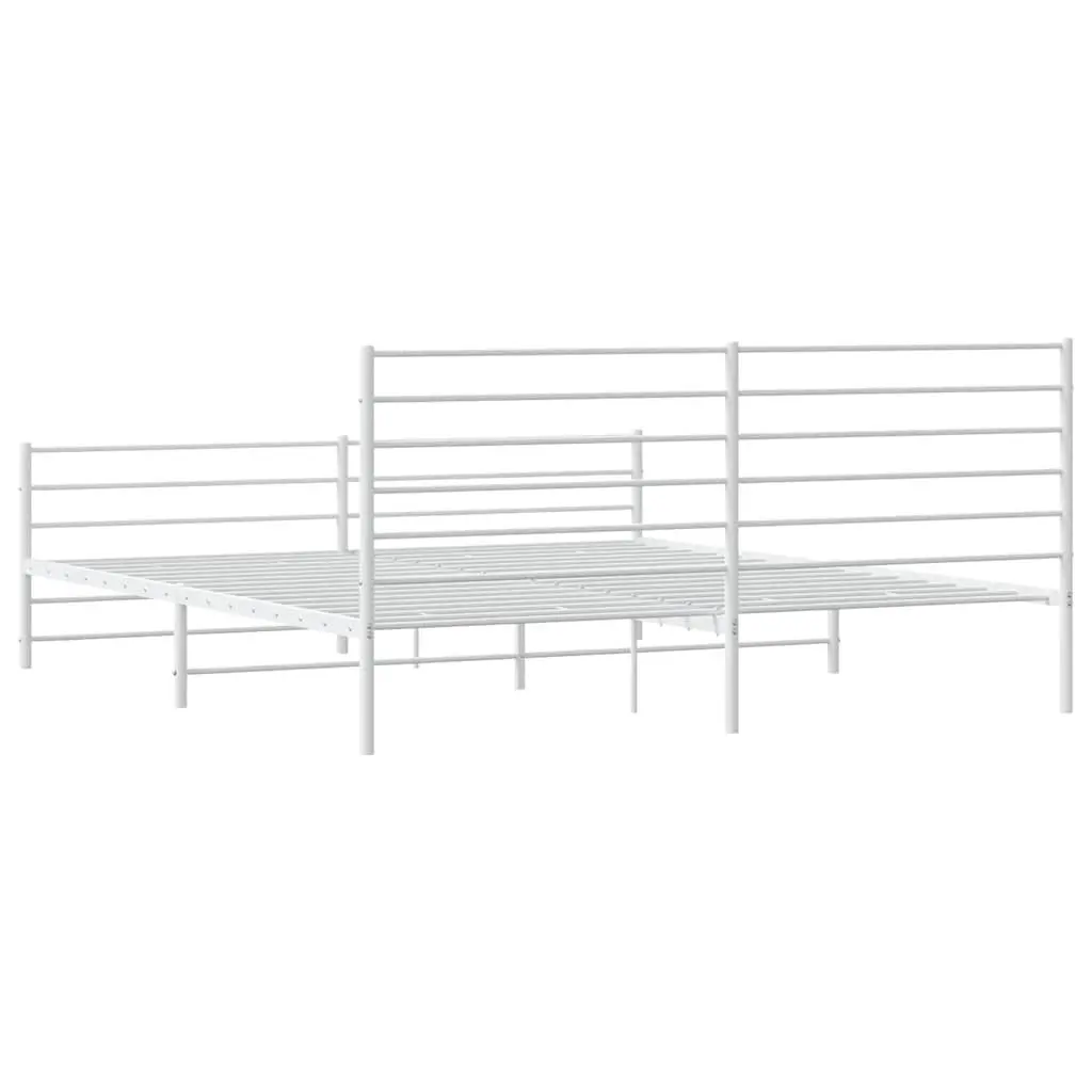 White King Size Metal Bed Frame with Footboard and Headboard