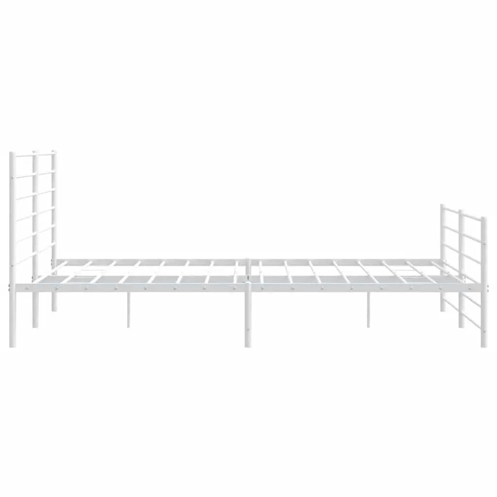 White King Size Metal Bed Frame with Footboard and Headboard