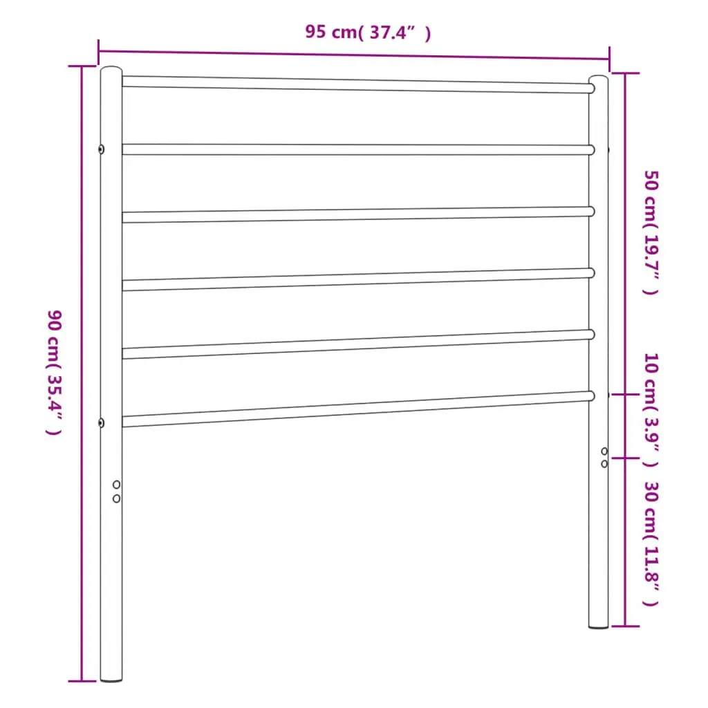 White Metal Bed Headboard 90cm Powder Coated Steel Frame Sturdy Support