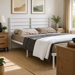 White Metal Headboard for 135 cm Bed Frame