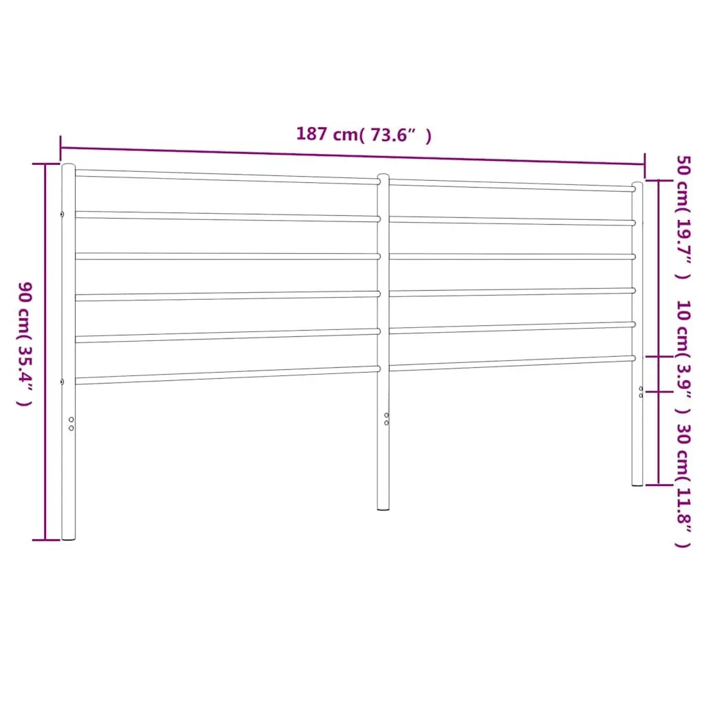 Metal Headboard White 180cm Powder-coated Steel Bed Frame Header
