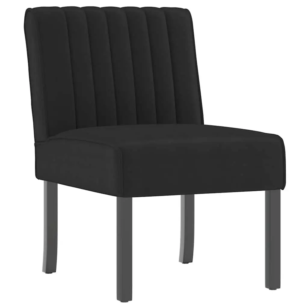 Slipper Chair Black Velvet Upholstered Accent Lounge Seat Wooden Legs