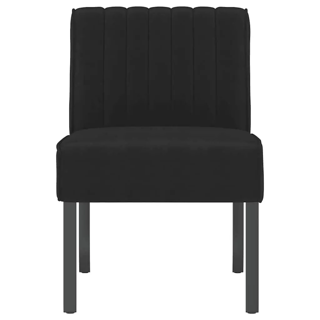 Slipper Chair Black Velvet Upholstered Accent Lounge Seat Wooden Legs