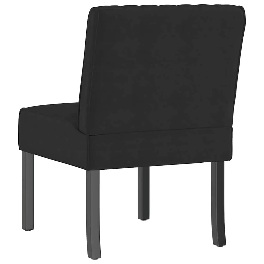 Slipper Chair Black Velvet Upholstered Accent Lounge Seat Wooden Legs