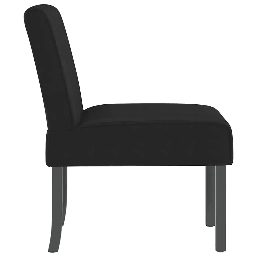 Slipper Chair Black Velvet Upholstered Accent Lounge Seat Wooden Legs