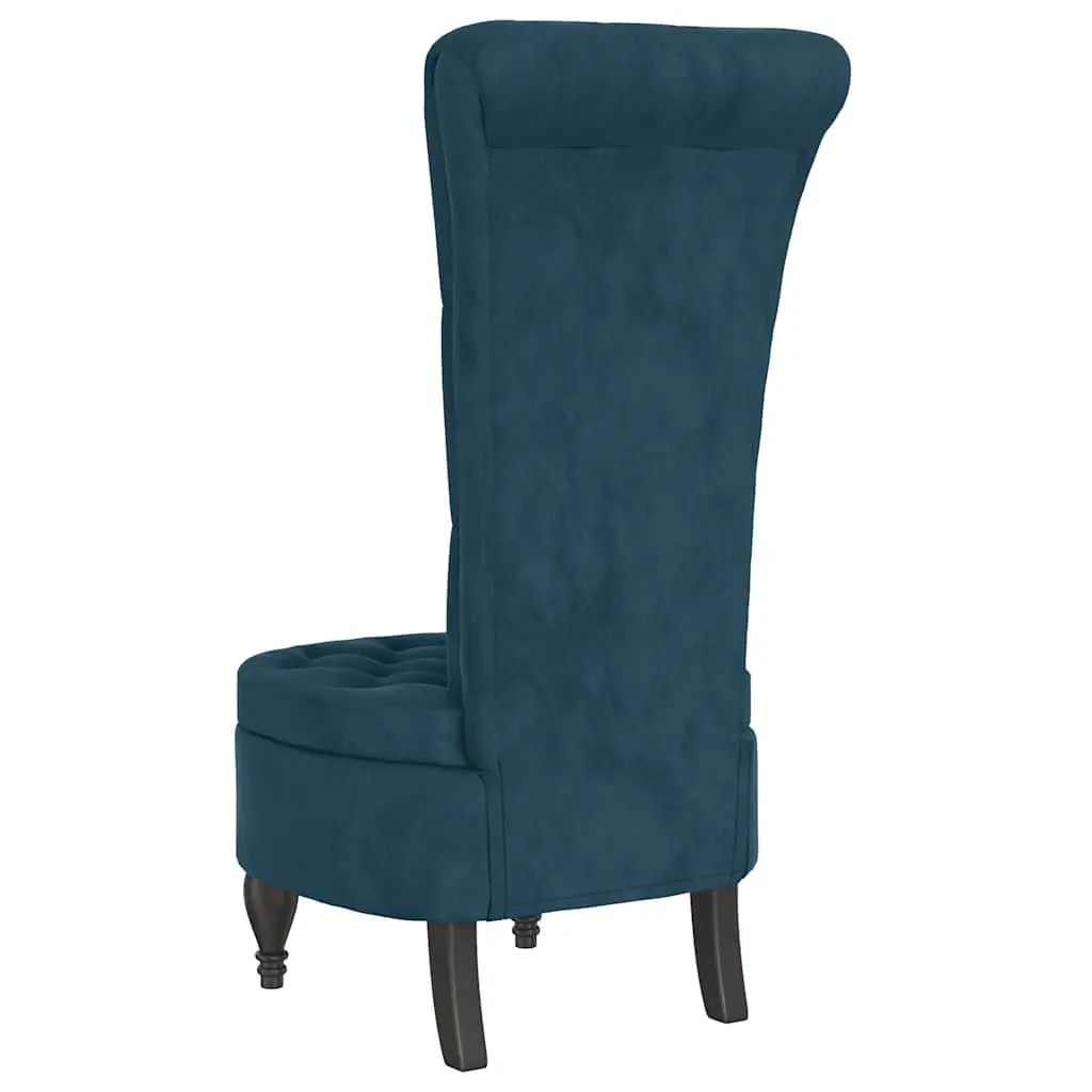 Blue Velvet High Back Arm Chair with Padded Seat