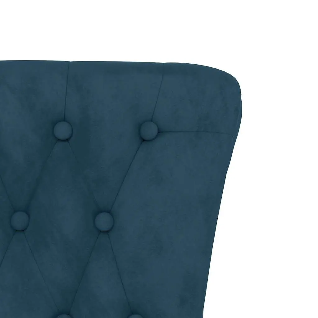 Blue Velvet High Back Arm Chair with Padded Seat