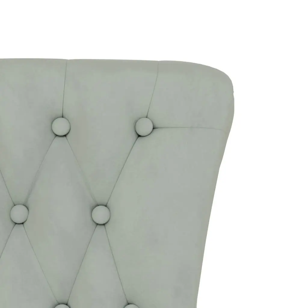 Light Grey Velvet High Back Armchair with Button Tufting