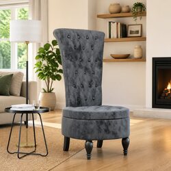 Dark Grey Velvet High Back Accent Chair for Living Room