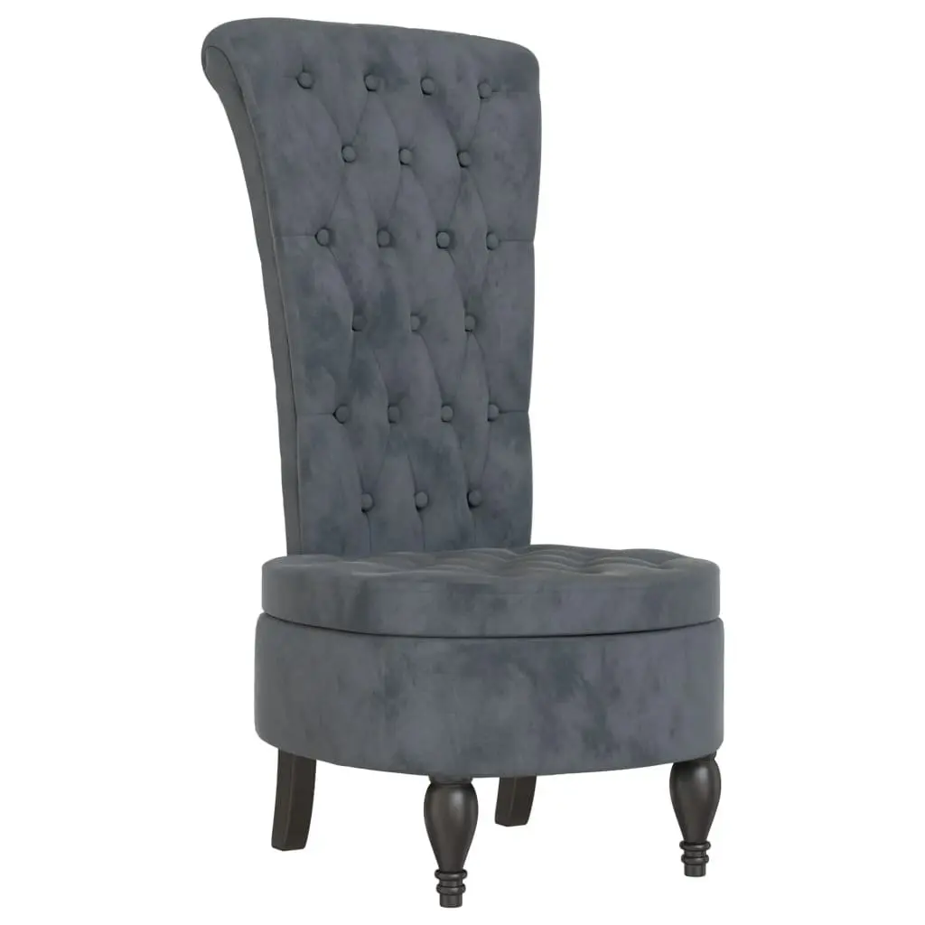 High Back Accent Chair Dark Grey Velvet Button Design Modern Living Room