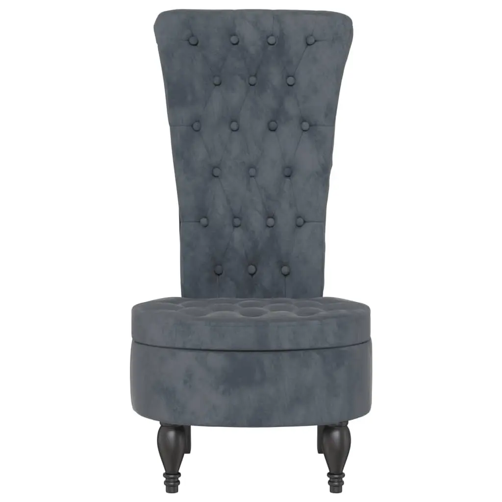 High Back Accent Chair Dark Grey Velvet Button Design Modern Living Room