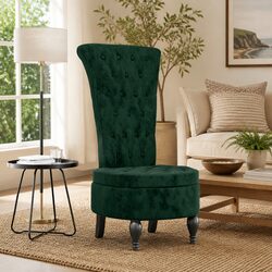 Dark Green Velvet High Back Accent Chair