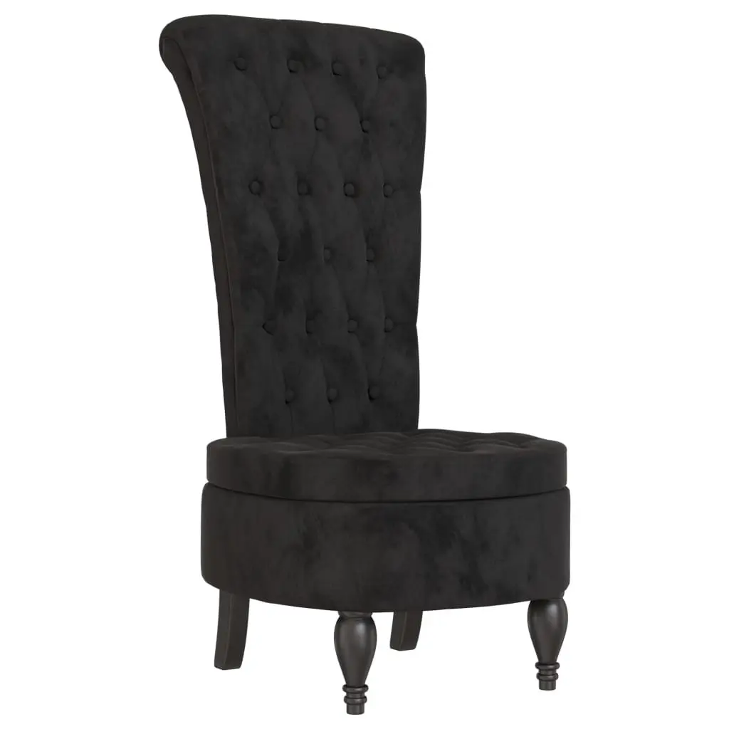 High Back Arm Chair in Black Velvet