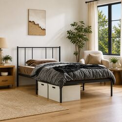 Elegant King Single Metal Bed Frame with Headboard