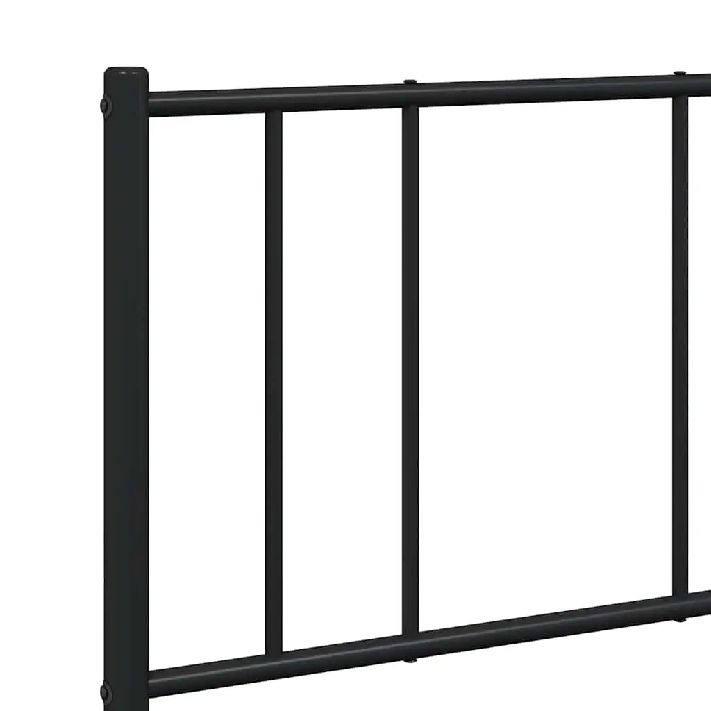 Metal Bed Frame Black 135x190 cm Powder-coated Steel with Headboard Slatted Base