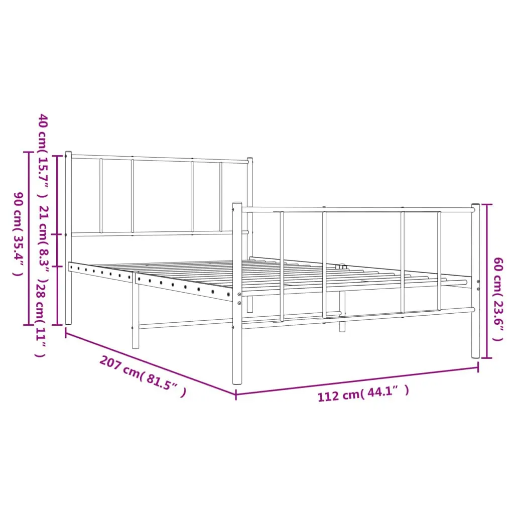 Black Steel King Single Bed Frame 107x203cm