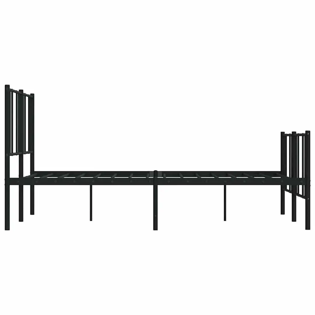 Black Metal Bed Frame 135x190 cm with Footboard