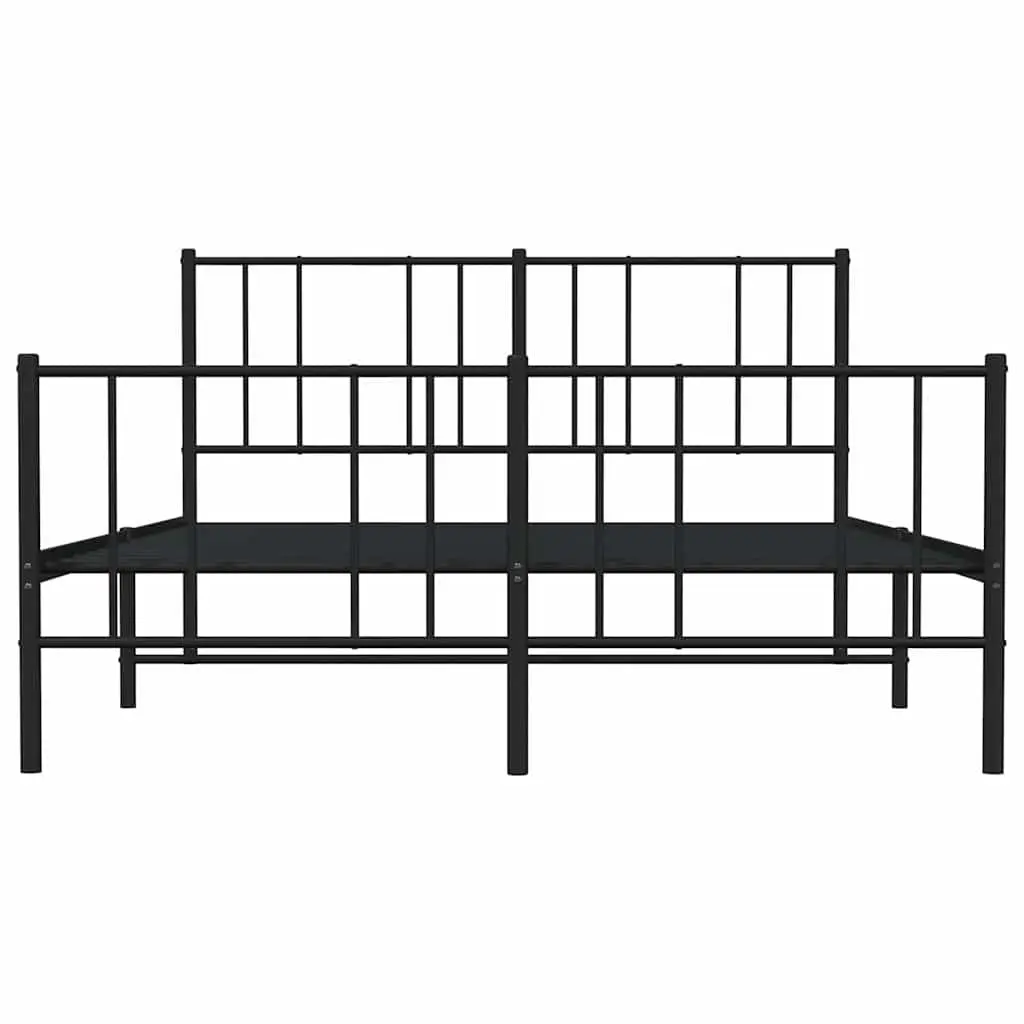 Black Metal Bed Frame 150x200 cm with Footboard