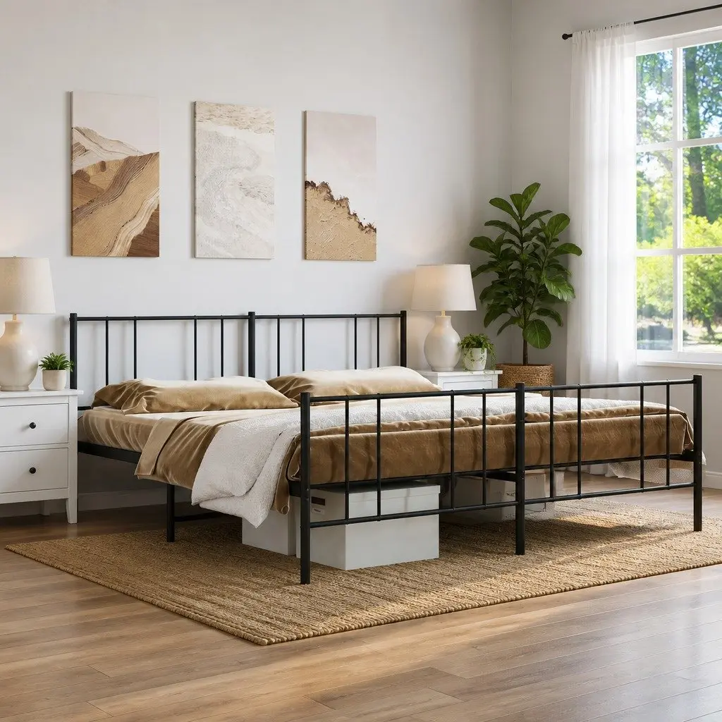 King Size Metal Bed Frame in Black