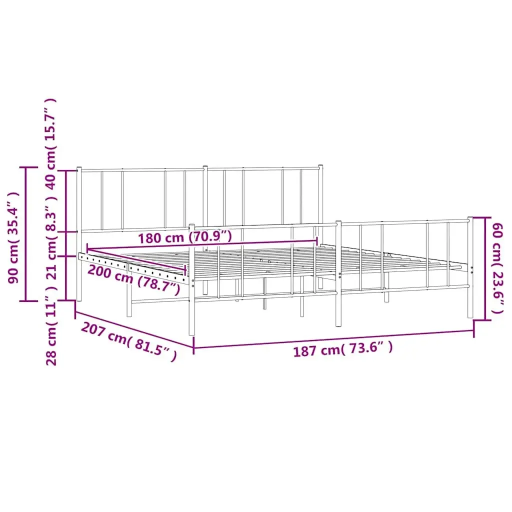 King Size Metal Bed Frame in Black