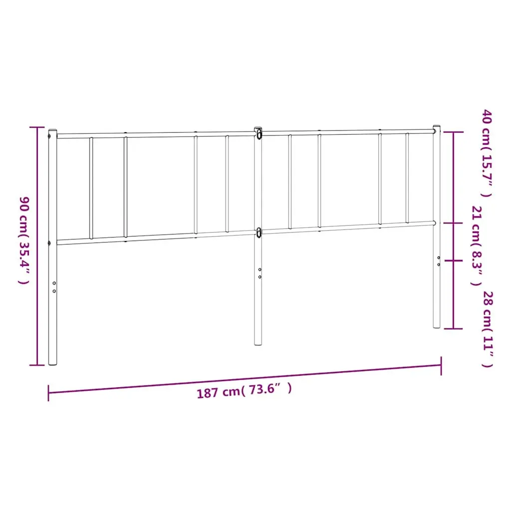 Metal Headboard Black 180cm Powder-coated Steel