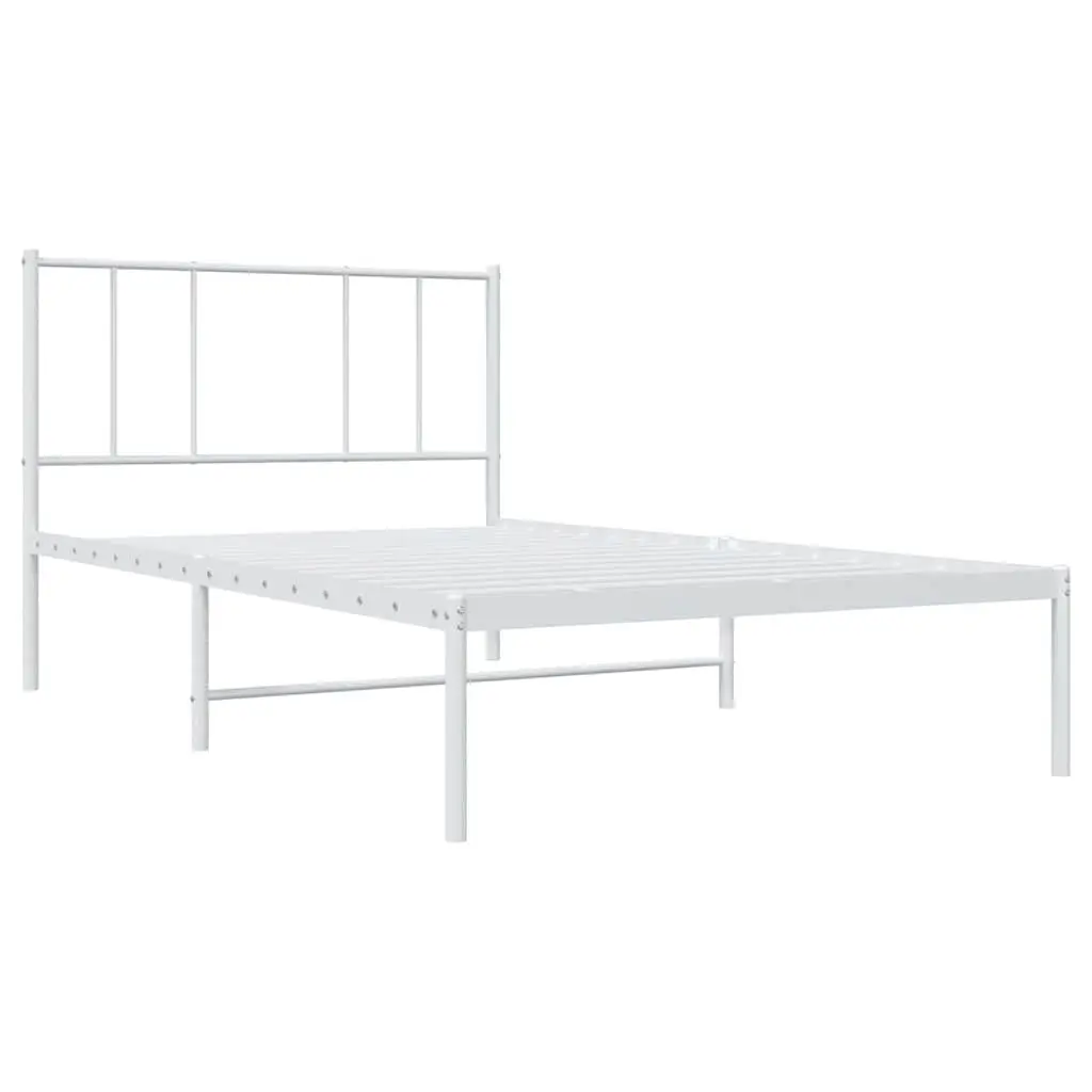 King Single Metal Bed Frame with White Headboard